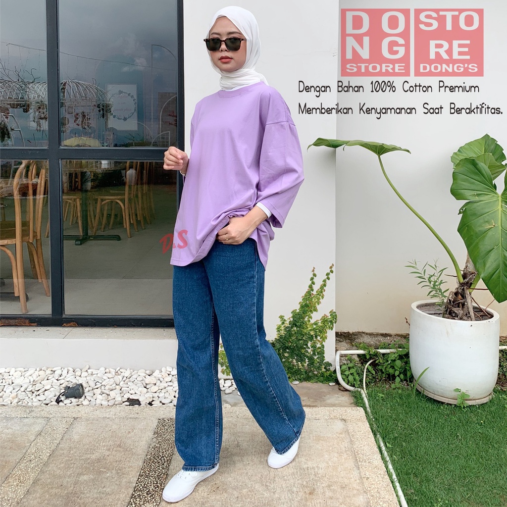 KAOS POLOS OVERSIZE WANITA TANGAN 3/4 BAJU OVERSIZED COTTON COMBED 24S BIG SIZE PREMIUM