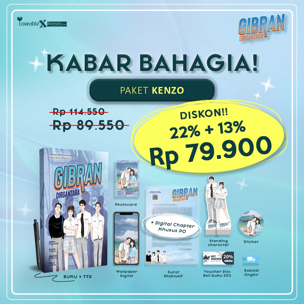 Novel Gibran Dirgantara - Falistiyana (Paket VIP Cebong & Paket Kenzo)