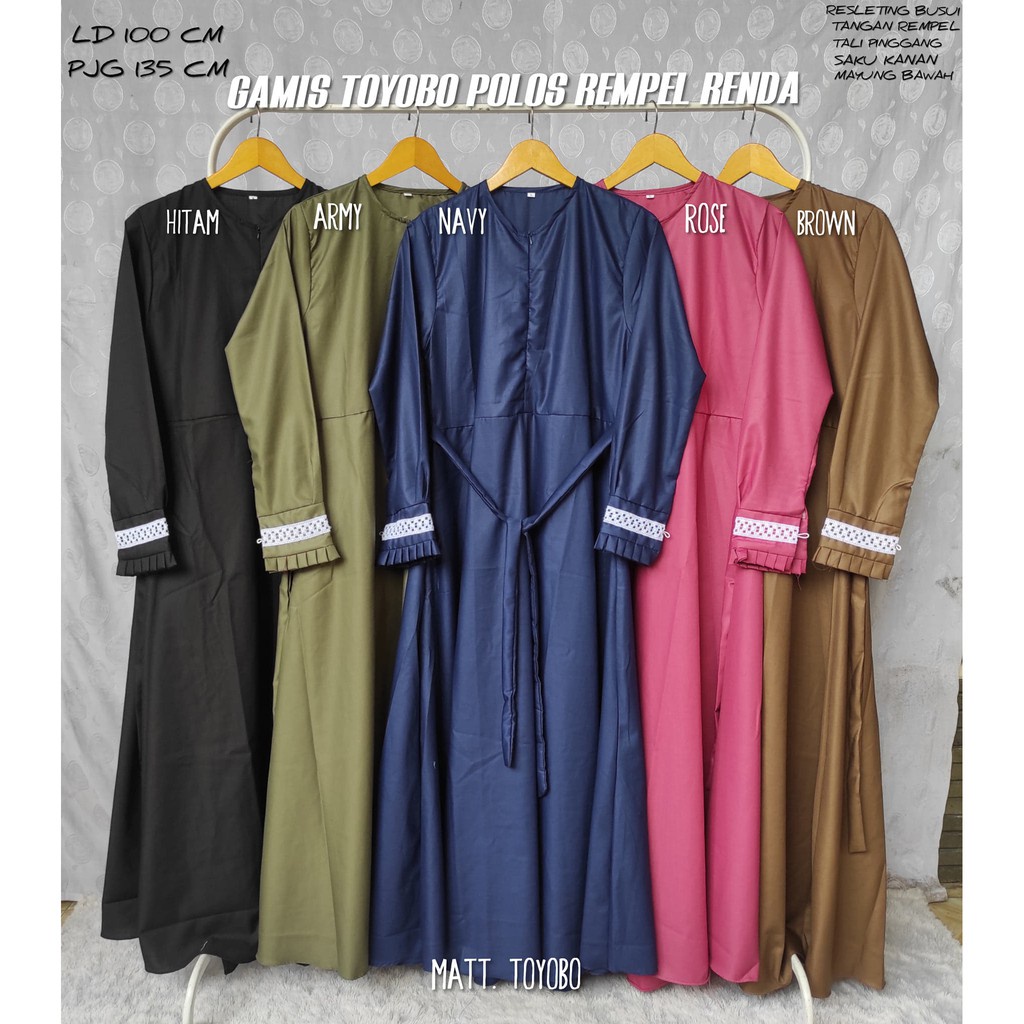 Gamis Katun Toyobo Gamis Polos Muslimah Dewasa Terbaru Gamis Lengan Renda