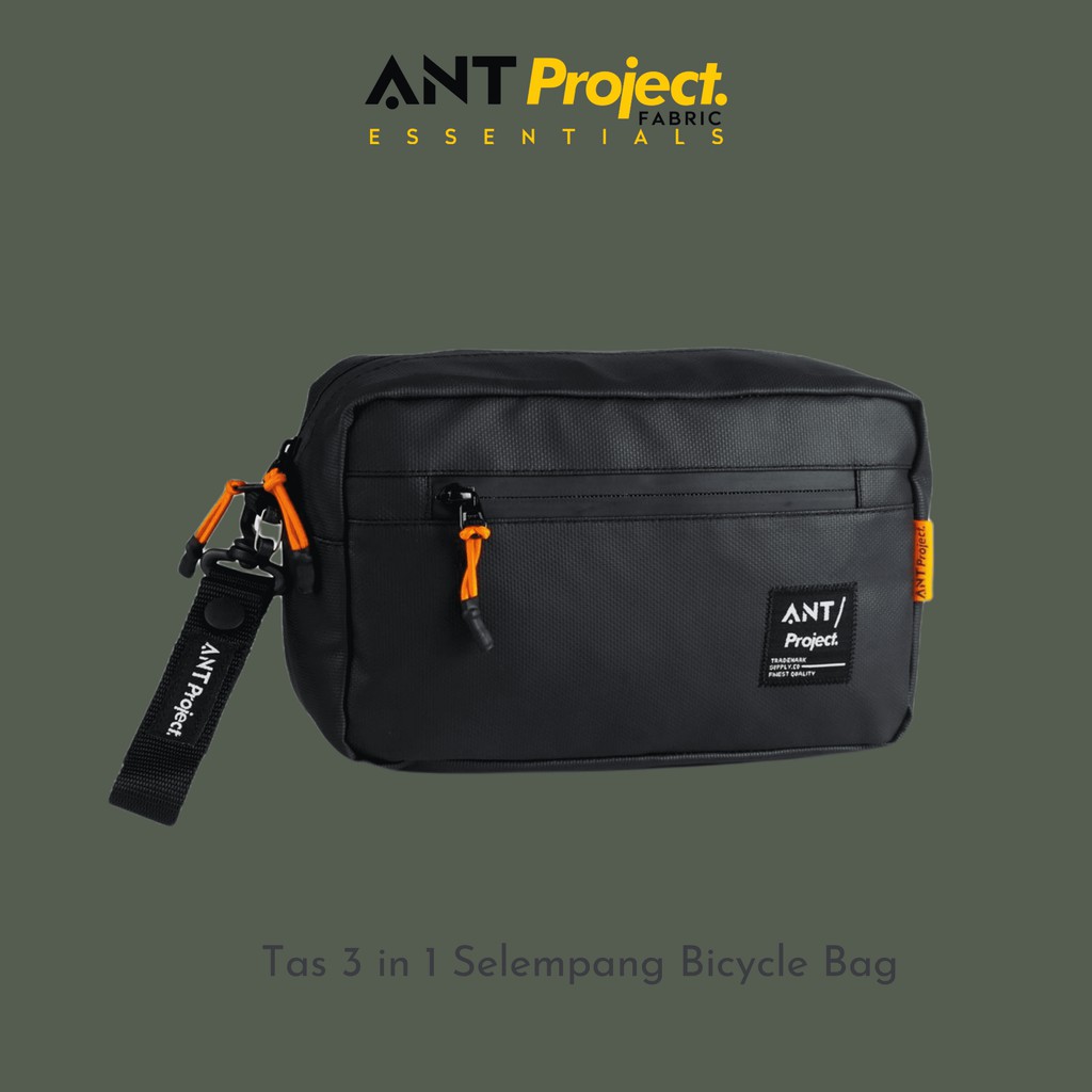 ANT PROJECT - Tas Handlebar Bag TROY 3in Selempang - Tas Stang Sepeda Black Waterproof