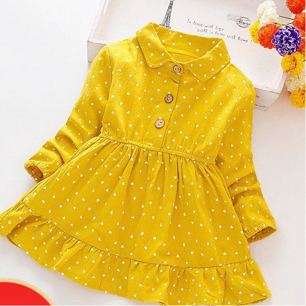Marshadiya Gaun Anak Perempuan Imut Terusan Anak Bayi Dress Bayi Import Dress Lengan Panjang