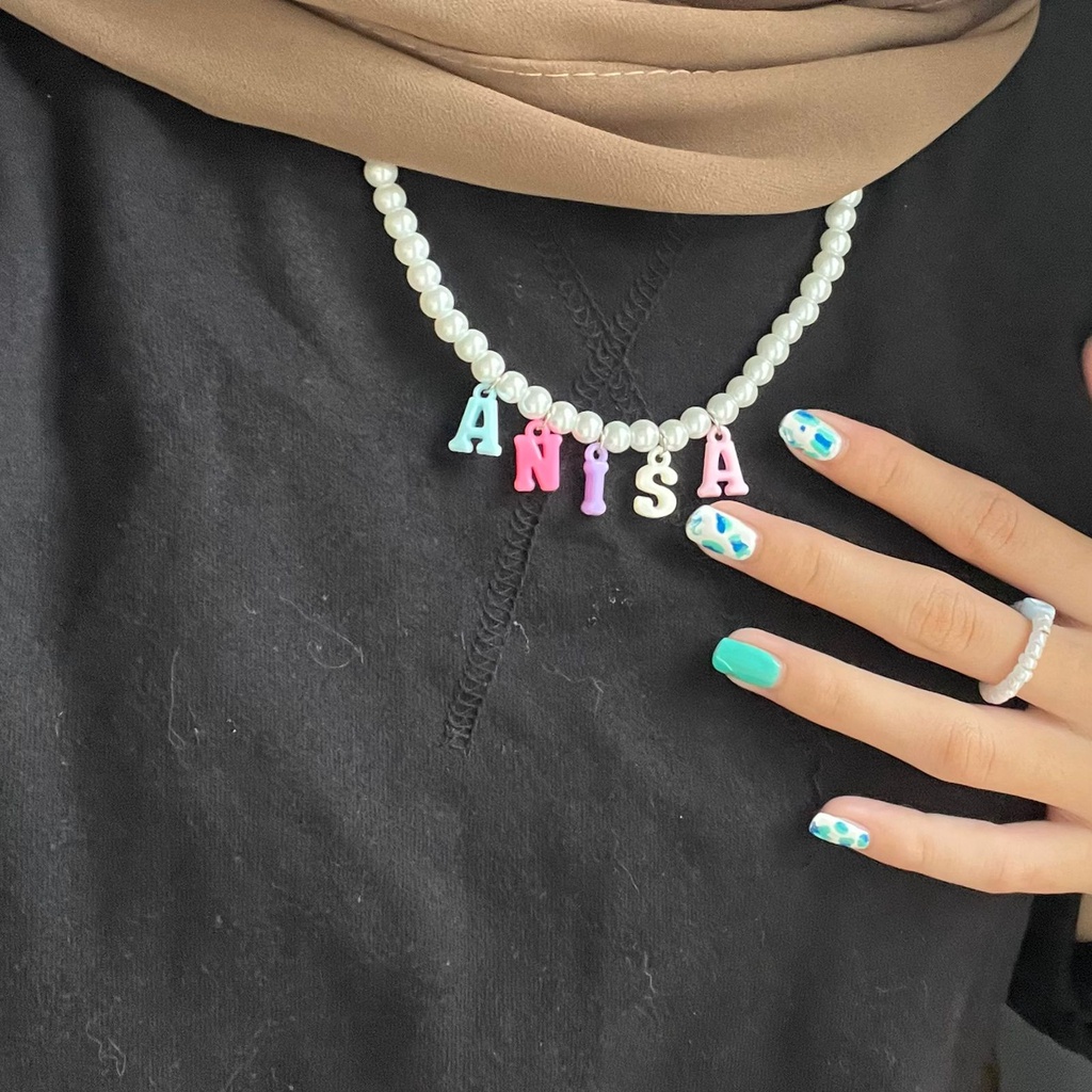 KALUNG NAMA RACHEL VENNYA  !!/ kalung manik mutiara aesthetic custom nama / free request