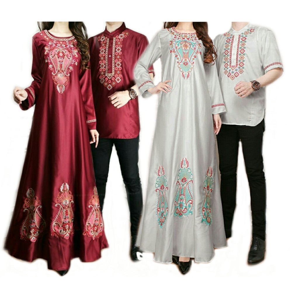 BARU! COUPLE HABIBI FASHION PAKAIAN MUSLIM GAMIS PANJANG WANITA DAN BAJU KOKO MURAH ATASAN BORDIR