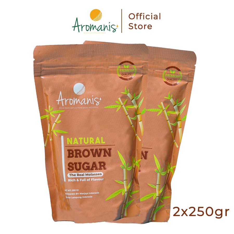 Aromanis Brown Sugar 250gr - Gula Merah Tebu Molasses x 2 Pcs
