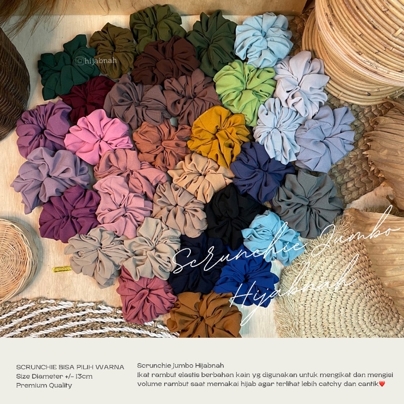 BISA PILIH WARNA ikat rambut / scruncie / scrunchie jumbo /cepol hijab