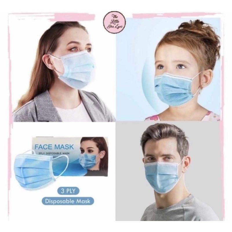 [Earlop biru isi 50pc] masker earlop 3ply Biru / Masker Disposable Face Mask 3 Ply / Masker Earloop