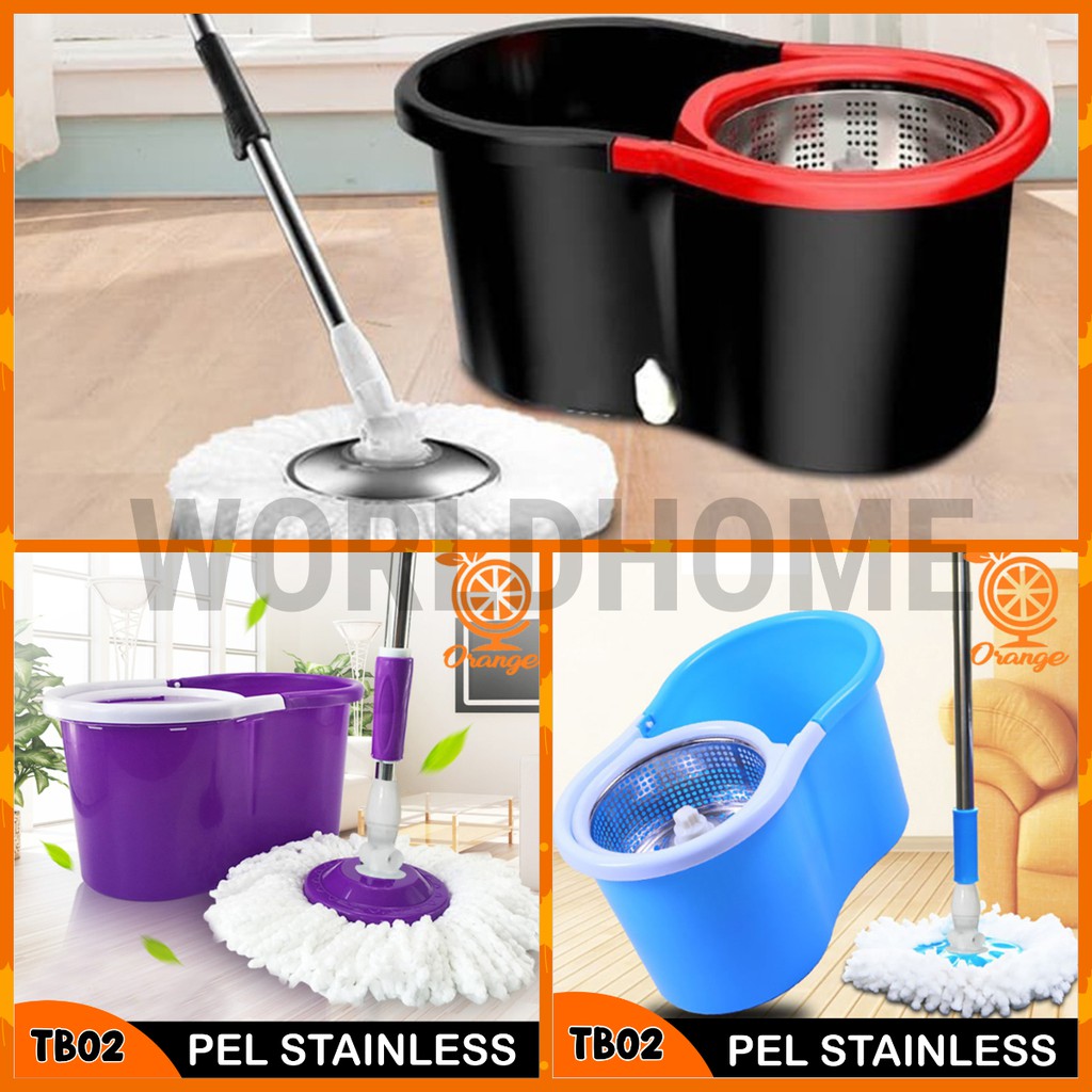 Alat Pel Lantai Super Praktis Spin Mop Super - Alat Pel Lantai Ultra Pel putar serbaguna spin mop 2 kain pel - WH