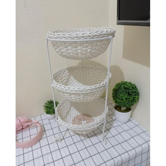 TERMURAH !!!!! PROMO LEBARAN RAK BAWANG / TEMPAT WADAH BUMBU DAPUR SUSUN 3 ROTAN SINTETIS