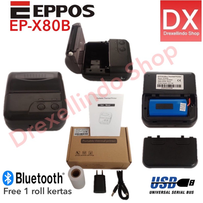 Mobile Printer Thermal 80mm EPPOS EP-X80B USB Bluetooth