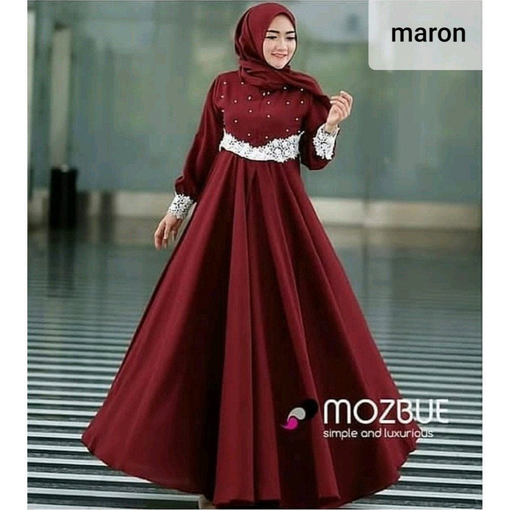 Pajera Dress muslim/Fashion Muslim/Busui/Motif Renda+mutiara /Bisa Cod