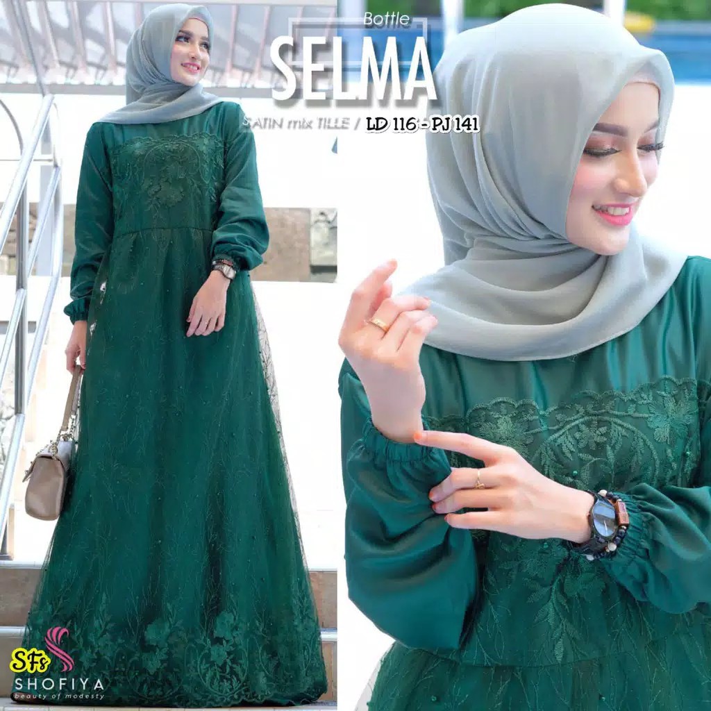 Gamis Brukat Kondangan Bridesmaid Dress Premium Baju Tunangan Polos Terbaru 2021 Seragam Lebaran Sel