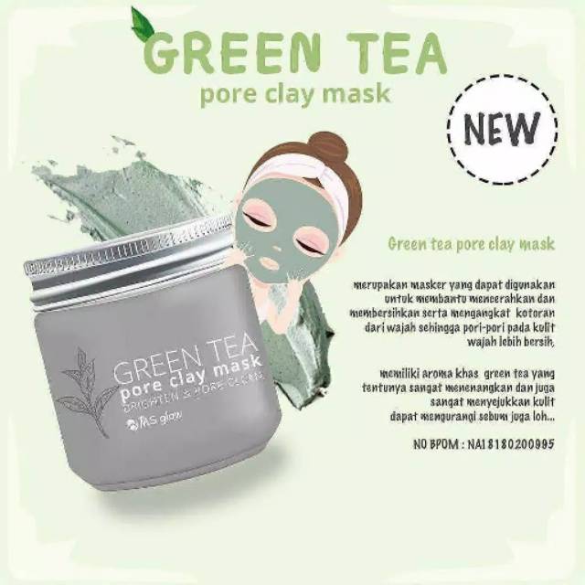 GREENTEA CLAY MASK MS GLOW MASKER GREEN TEA MSGLOW MASK ASLI ORIGINAL ORI