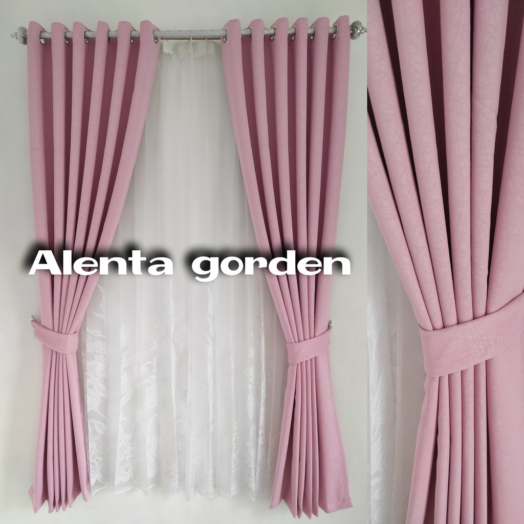 gorden blackout polos import pintu dan jendela minimalis hordeng murah warna pink