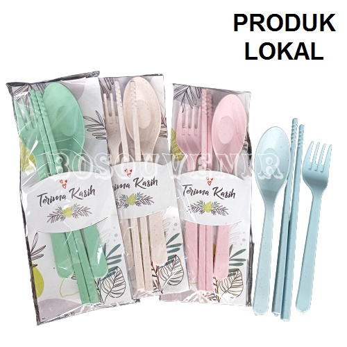 Sendok Garpu Sumpit LOKAL kms plastik Ucapan Terima kasih Souvenir Pernikahan