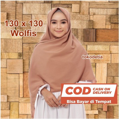 TERMURAH Jilbab Segi Empat Wolfis 130 x 130 / Jilbab Segi Empat Wolfis Syari Jumbo