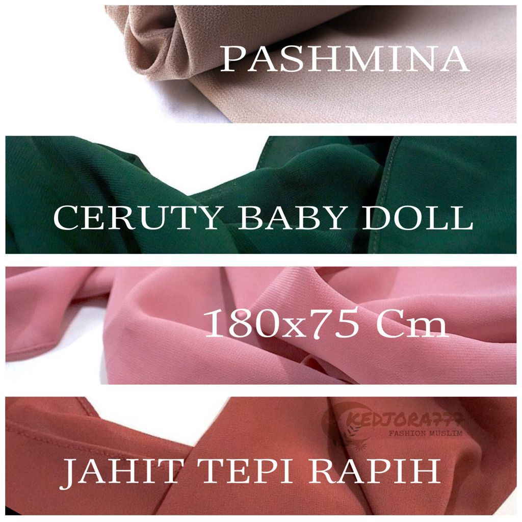 [180X75CM] PASHMINA CERUTY BABY DOLL / KERUDUNG JILBAB PASHMINA CERUTY / ALINE PASHMINA