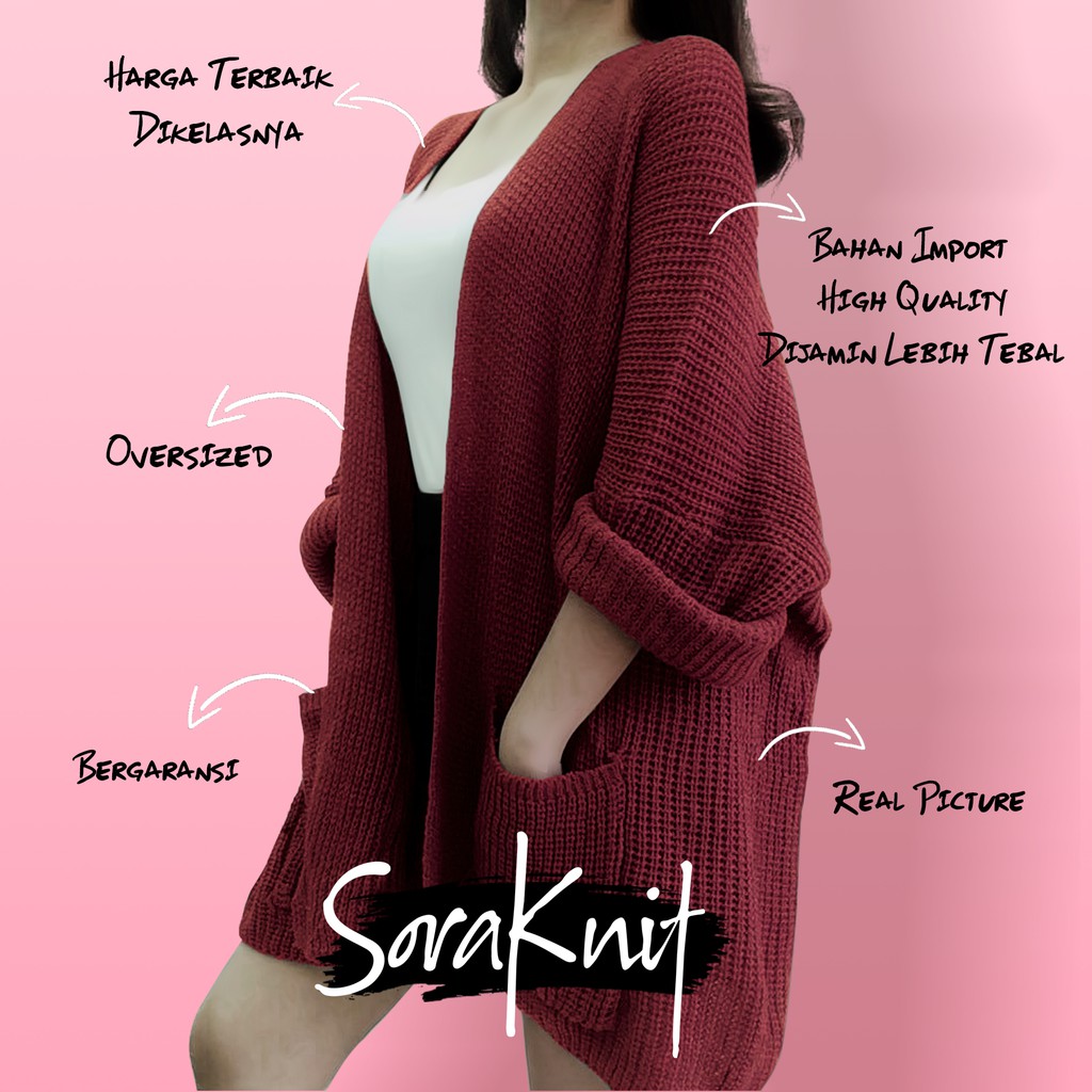Premium Sweater Cardigan Rajut Wanita Korea Oversize Knit wear Kardigan polos jumbo Dijamin Tebal