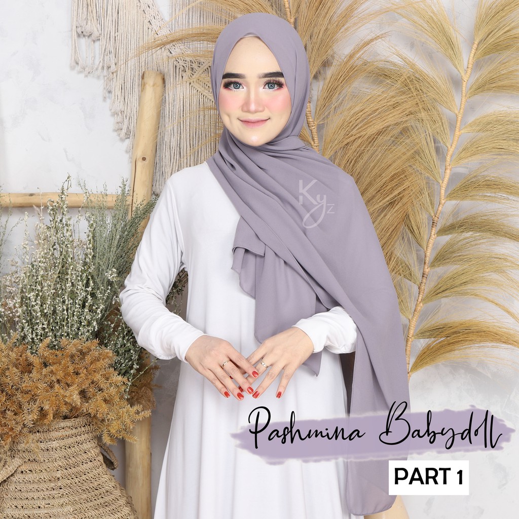 Pashmina Ceruty Babydoll Import (Jahit Tepi) Part 1