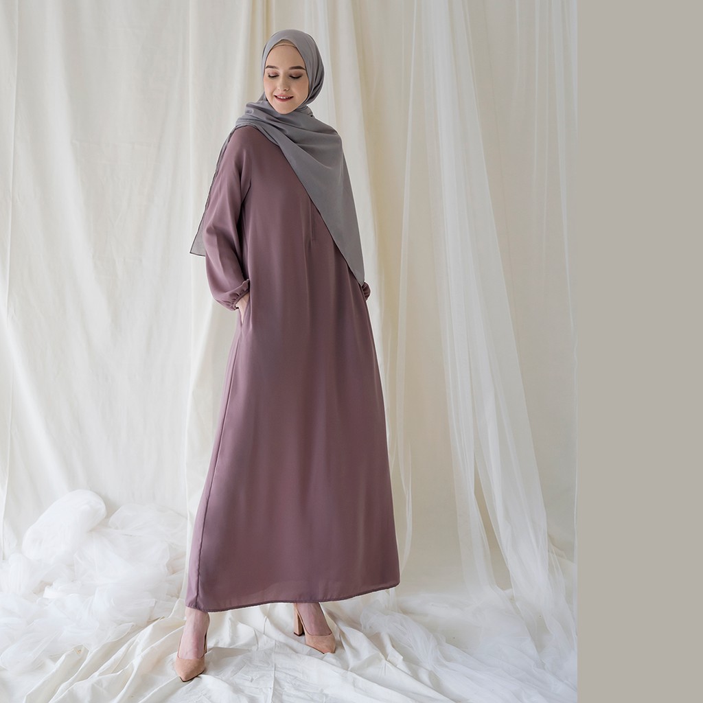 Basic Sada Lilac by Aska Label - Gamis polos warna ungu lilac dengan kantong dan busui friendly