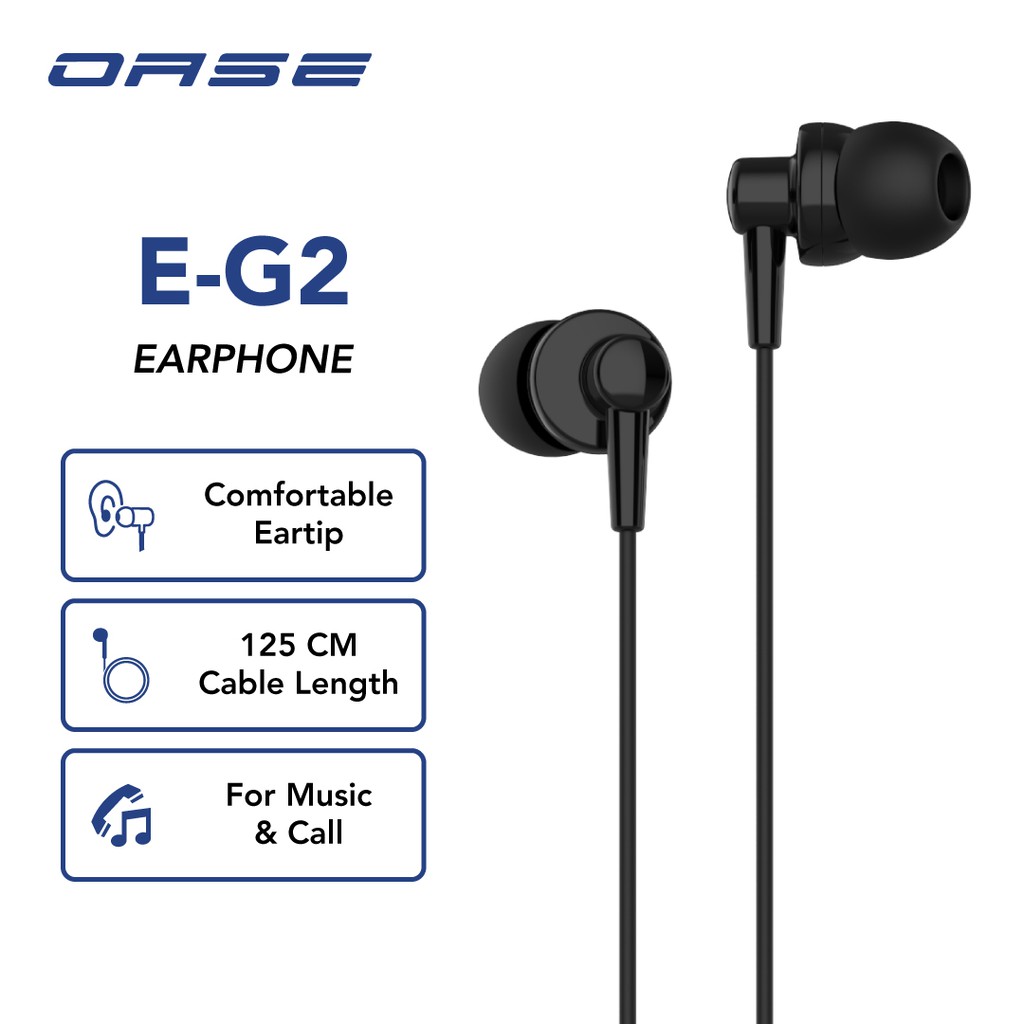 OASE Wired Earphone Headset In Ear HD Audio Headphone Handsfree Garansi Resmi 6 Bulan E-G2