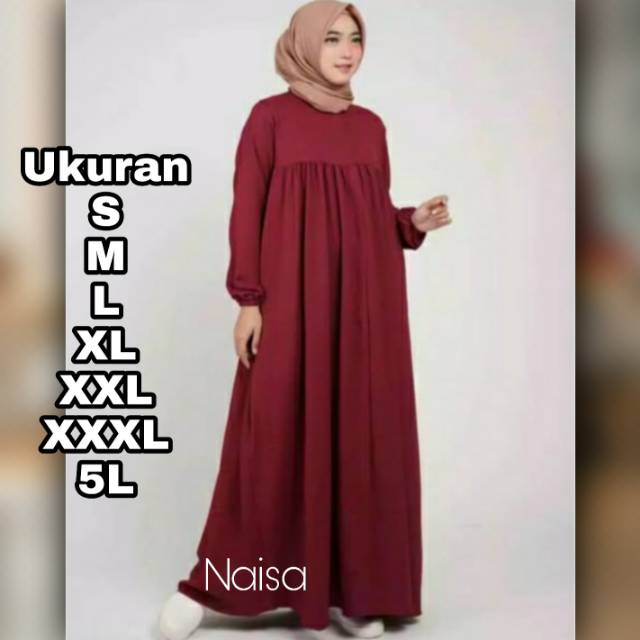 Naisa Dress - UKURAN S M L XL XXL XXXL 5L - GAMIS JUMBO - DRESS BIG SIZE - GAMIS MUSLIMAH