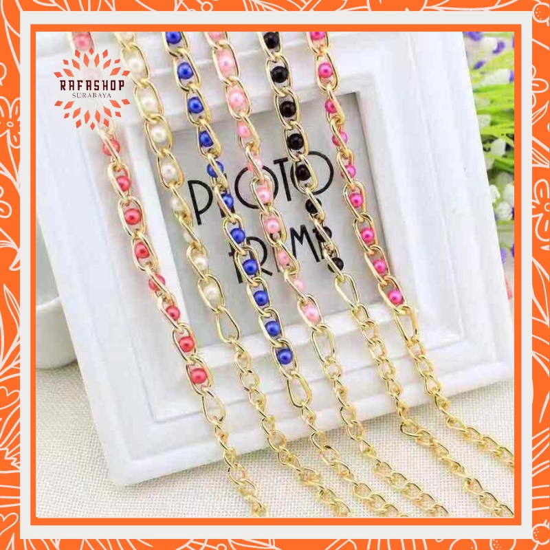 Ikat Pinggang Rantai / Belt Rantai Slim Model Mutiara Imitasi Fashion Wanita