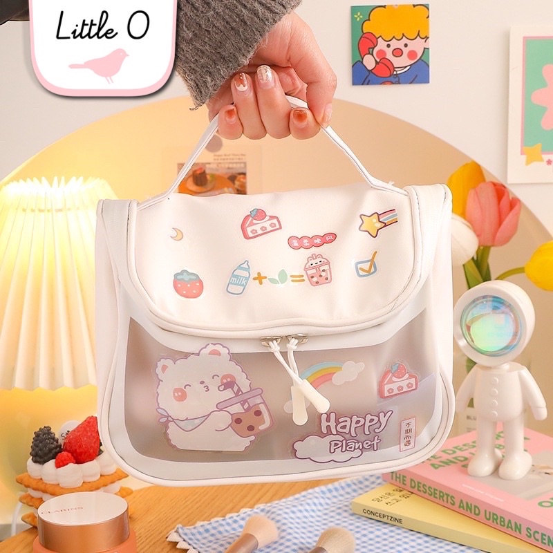 Simple Pouch Transparant make up pouch lucu pouch Traveling free sticker