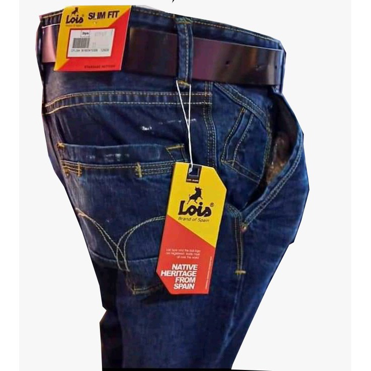 celana jeans lois fashion pria slimfit Original - Biru Tua 27-38