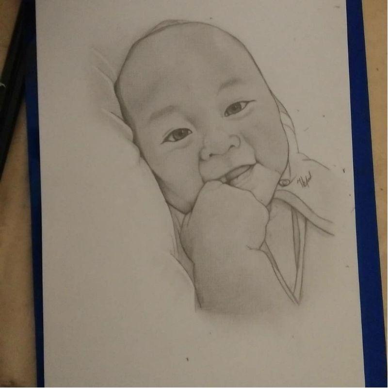 SKETSA WAJAH SIMPLE + free frame / Handmade / jasa Gambar/kado wisuda / kado ulang tahun/buah tangan