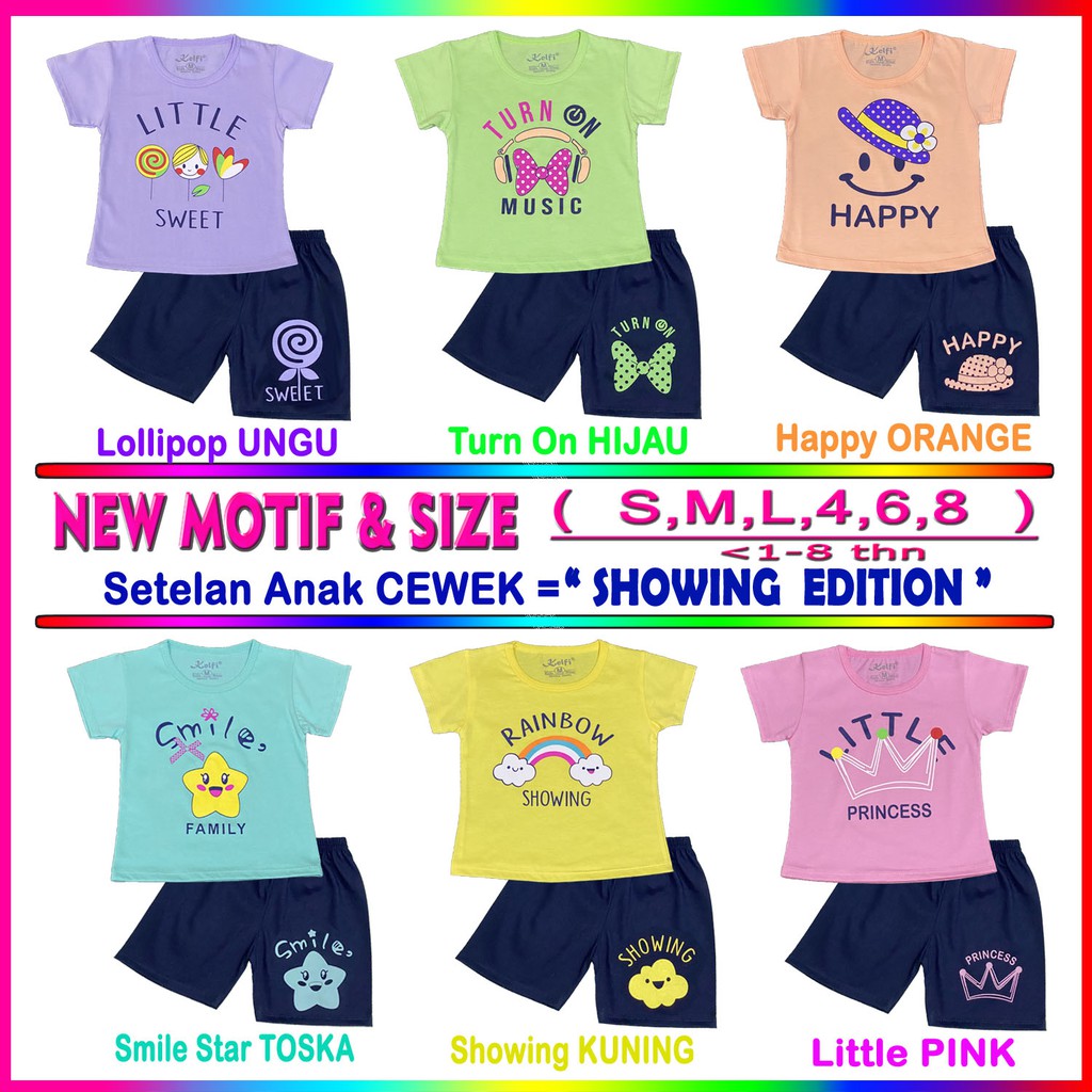 KELFI SETELAN KOMBINASI / SET BAJU ANAK CEWEK USIA 1- 8 TAHUN "SHOWING EDITION"