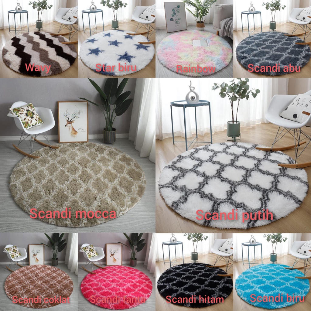 Karpet Bulat Motif Karpet Lantai Dekorasi Ruangan Diameter 1 Meter