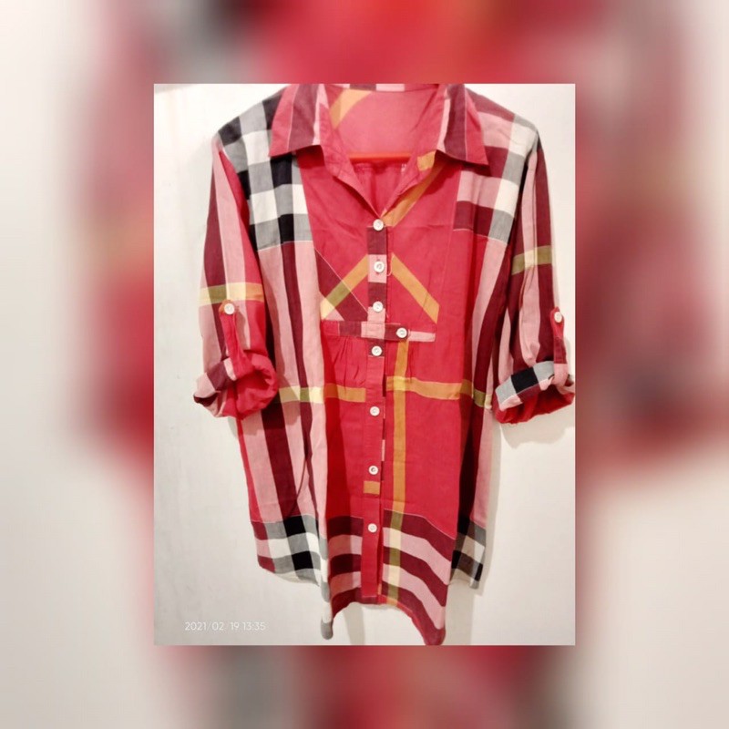 Kemeja wanita motif garis/kotak-kotak