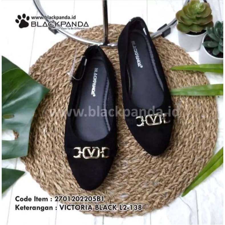 SEPATU WANITA BLACKPANDA FLAT SHOES WARNA HITAM VICTORIA BLACK TOKO TIGA CAHAYA PURNAMA