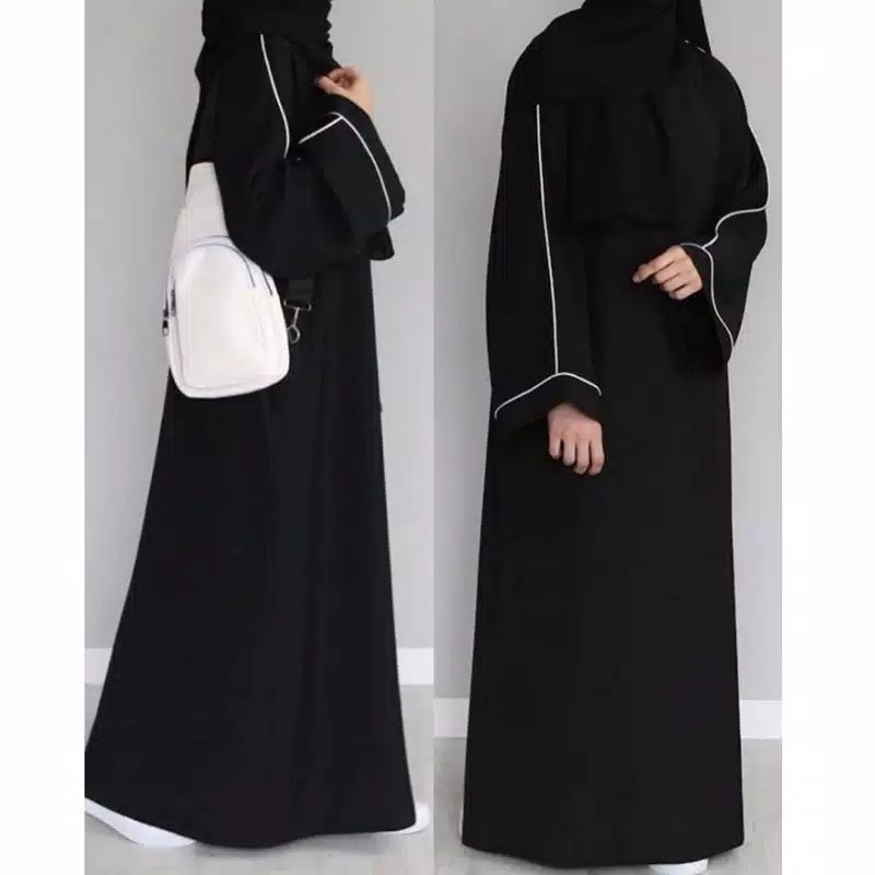 Abaya polos Busui Hitam Bahan Jet Black Lembut