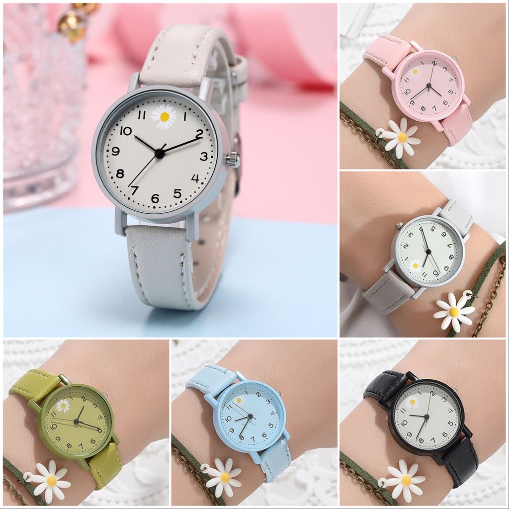 B1 Jam Tangan Wanita Bunga Daisy Analog Quartz Korean Watch Analog Fashion Wanita