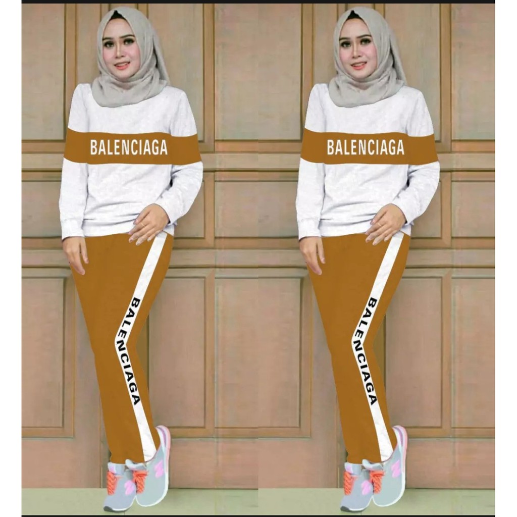 MAR (L/XL,XXL,3XL,4XL) PAKAIAN SET Training WANITA Baju SENAM KAOS CELANA PANJANG BUSANA OLAHRAGA