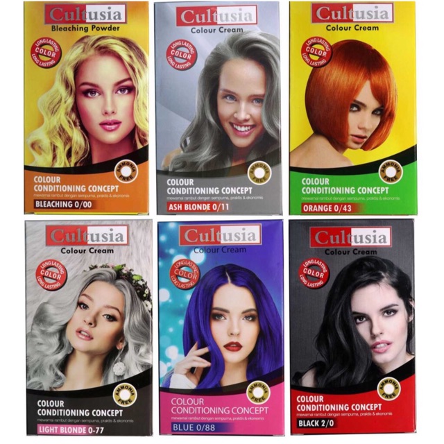 Cultusia hair color Colour cream / pewarna cat rambut AMMONIA FREE