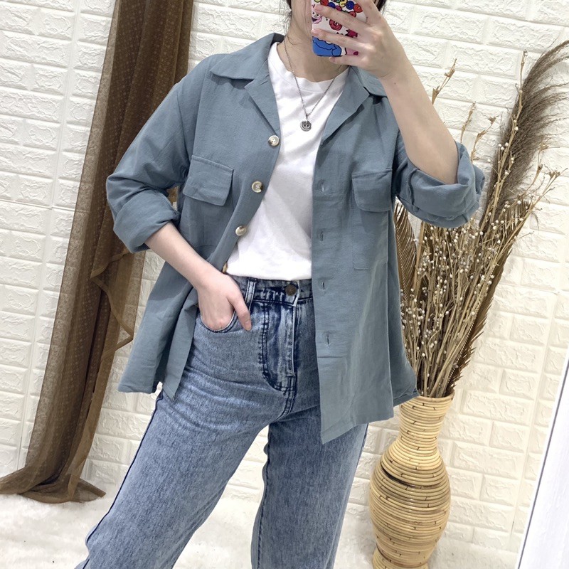 Misty Long Shirt - Plenario.id | Kemeja wanita - Oversize - Bahan linen