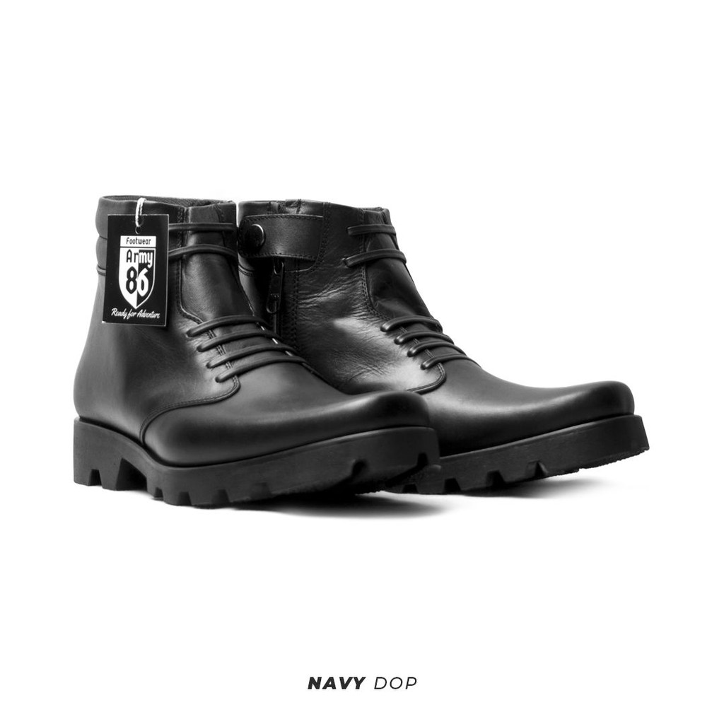Sepatu Dinas PDH TNI / POLRI Pria dan Wanita Army 86 - kulit  Sapi asli warna dop hitam