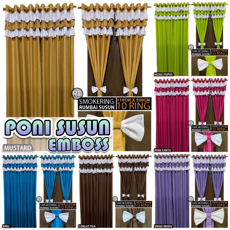 Gorden Smokering Poni Susun Polos Emboss
