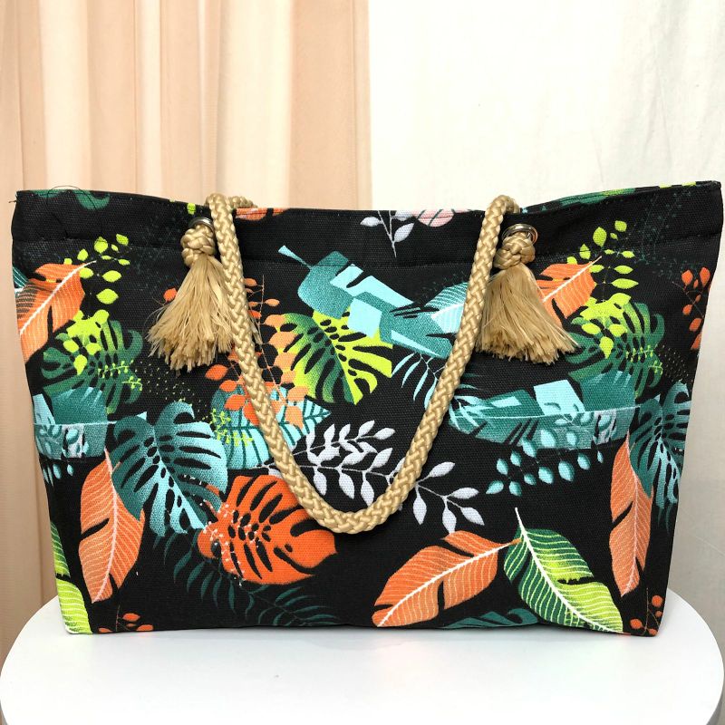 Totebag Kanvas Tali sumbu Motif Tas Wanita Tas Tali sumbu