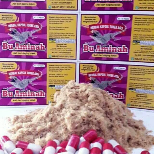 Herbal Kapsul Tokek ASLI! "Bu Aminah" @Menyembuhkan Penyakit Kulit & Asma@ Isi 15 Kapsul