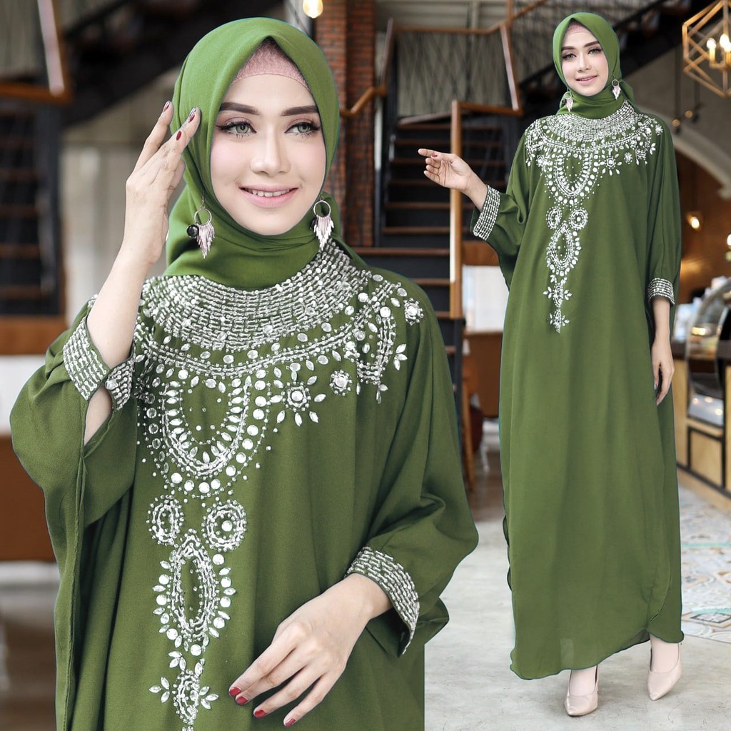 AR 6 - REALPIC KAFTAN KEMBAR BAJU MUSLIM WANITA MODEL KALONG SIZE JUMBO BAHAN CERUTY BABYDOLL TANPA