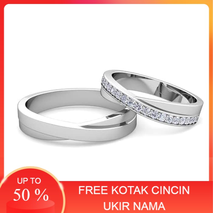 Cincin Kawin Couple, Perak, Palladium, Tunangan, Nikah, Pasangan P18 perak couple