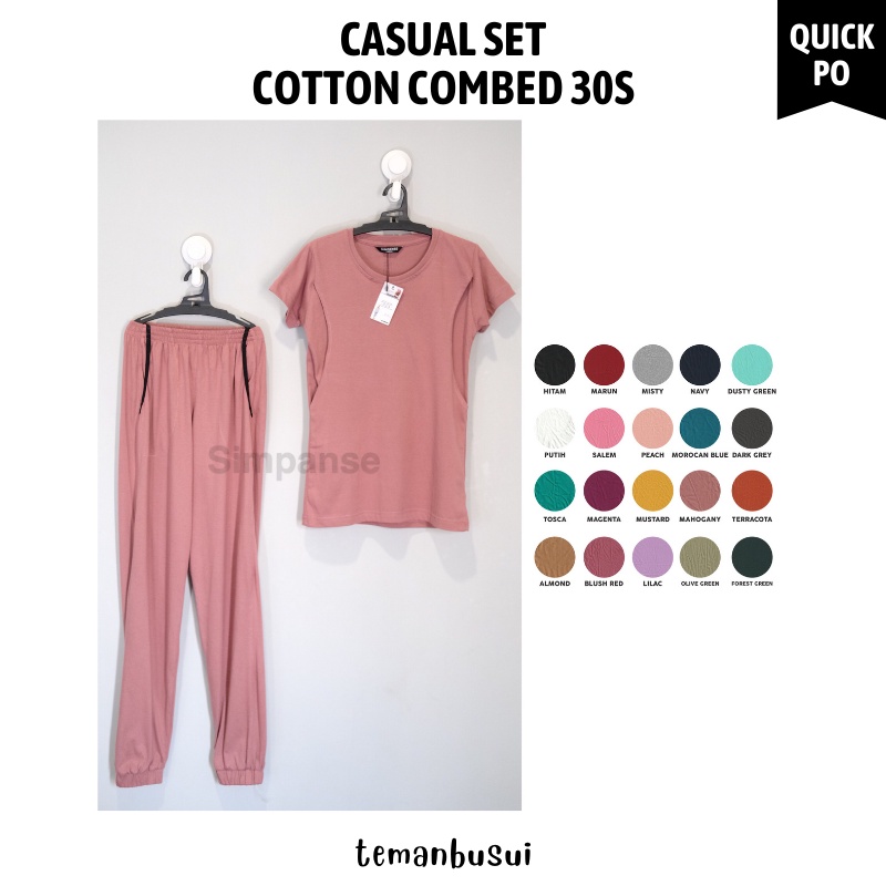 Casual Set Cotton Combed 30S / Kaos Busui dan Celana Panjang Size S - 3XL
