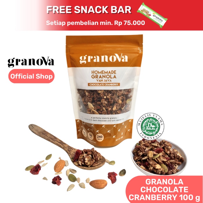 Granola Chocolate Cranberry by Granova 100g - Sereal Granola, Menu Sarapan Sehat Bergizi  - Halal
