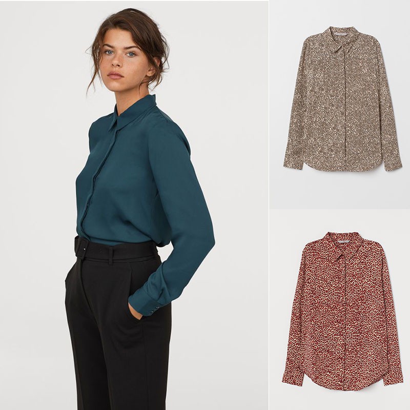 Kemeja Wanita HM Branded Blouse Polyester - Kemeja lengan panjang dan pendek bisa untuk kantor