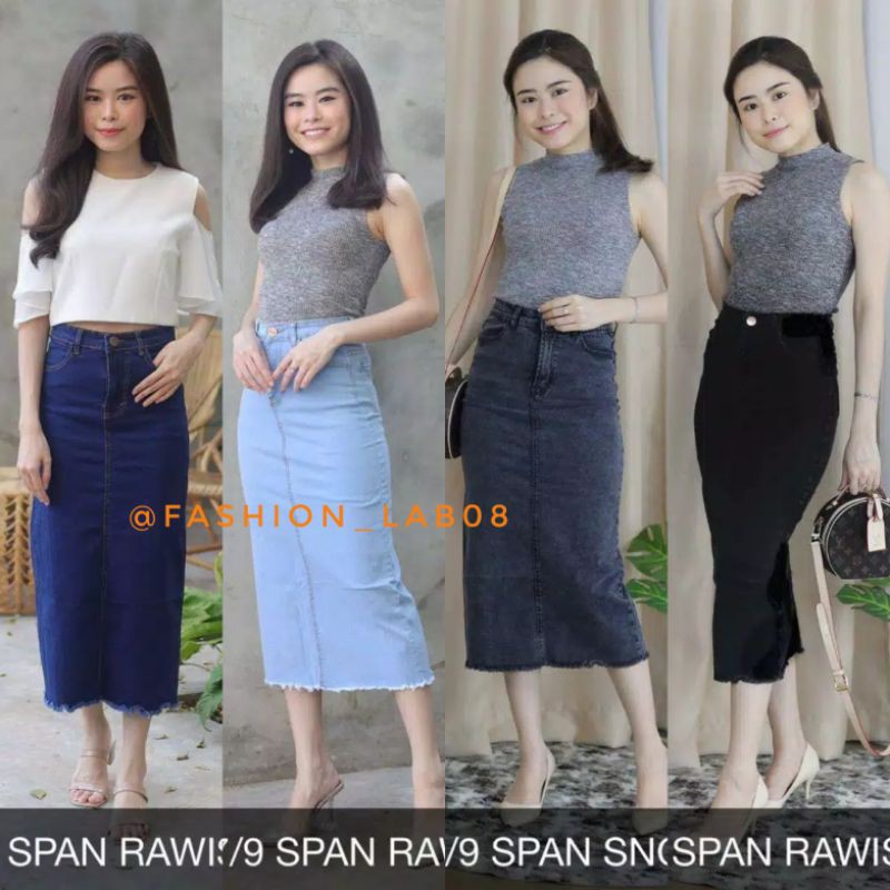 ( BISA COD ) ROK SPAN JEANS RAWIS 7/9 | ROK SPAN PENSIL | Rok jeans panjang | Rok span panjang | ROK SPAN STRETCH