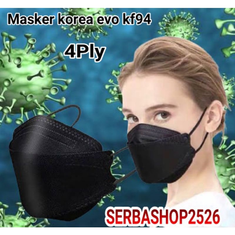Masker korea hitam kf94 4D isi 10pcs