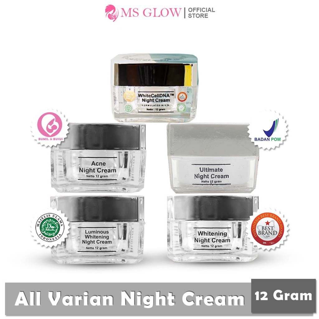 Ms Glow Night Cream Whitening Acne Ultimate Luminous Original